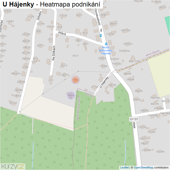 Mapa U Hájenky - Firmy v ulici.
