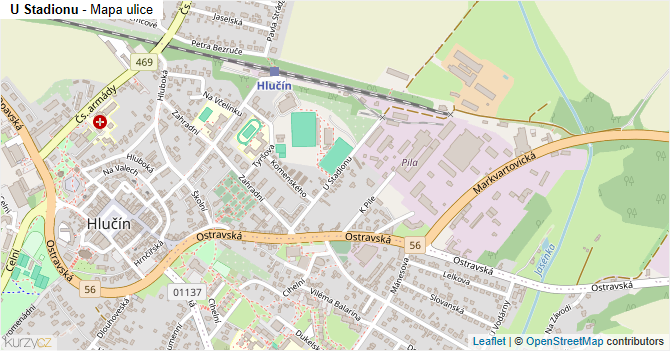 U Stadionu - mapa ulice