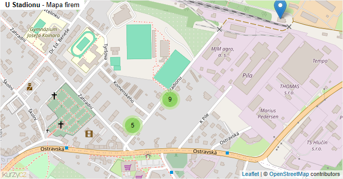 U Stadionu - mapa firem