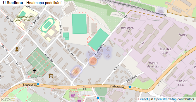 U Stadionu - mapa podnikání