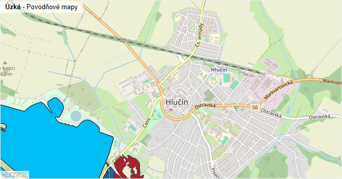 Úzká - záplavové mapy stoleté vody