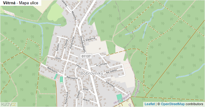 Větrná - mapa ulice