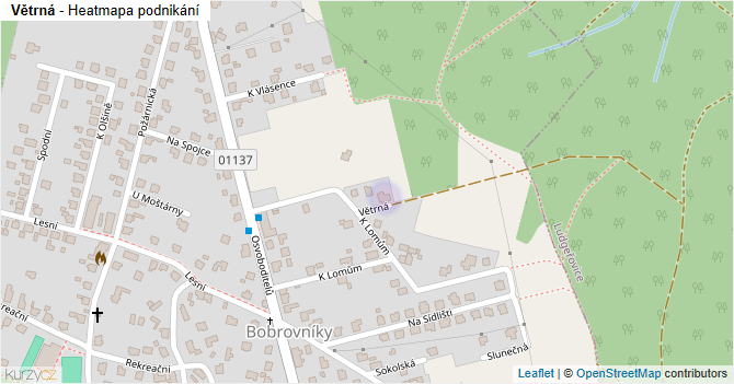 Větrná - mapa podnikání