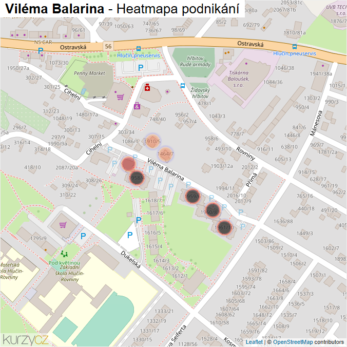 Mapa Viléma Balarina - Firmy v ulici.
