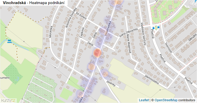 Vinohradská - mapa podnikání