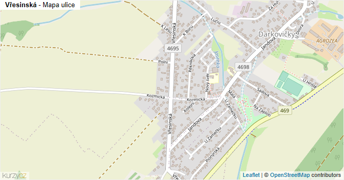 Vřesinská - mapa ulice