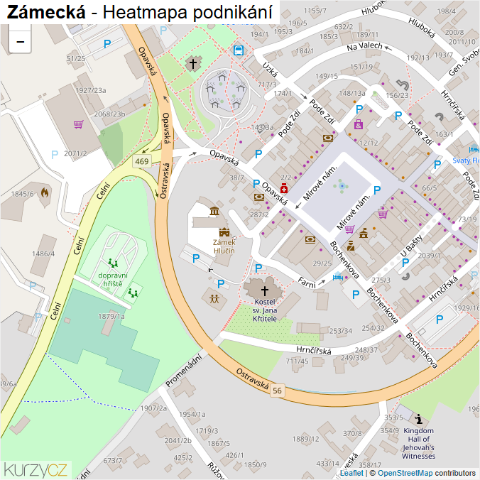 Mapa Zámecká - Firmy v ulici.