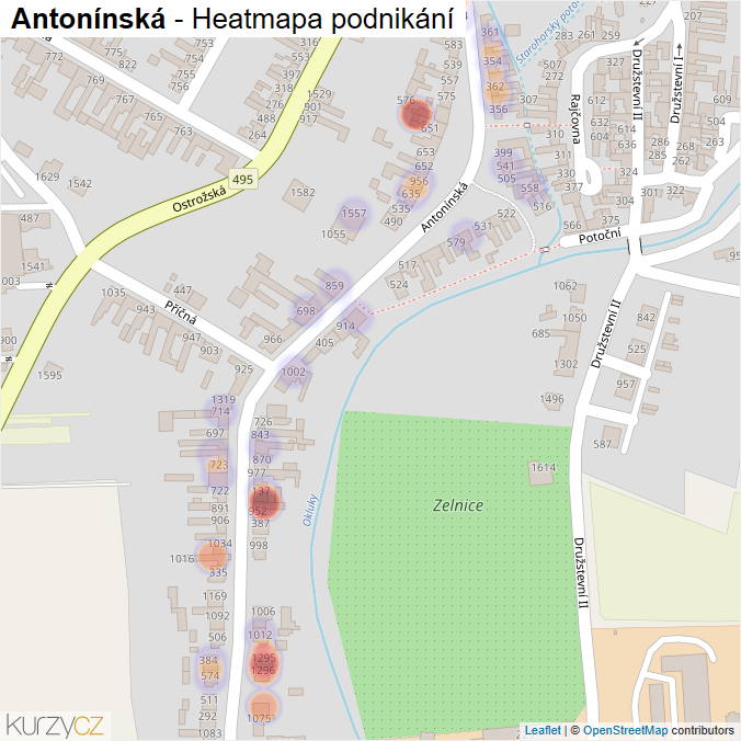 Mapa Antonínská - Firmy v ulici.