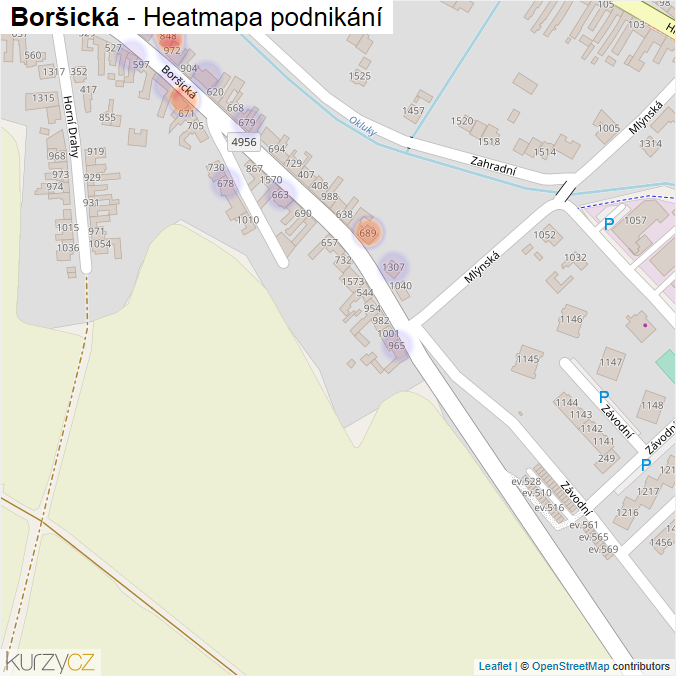 Mapa Boršická - Firmy v ulici.
