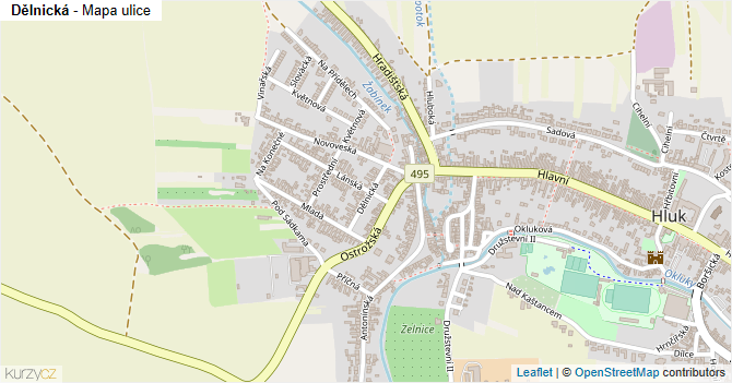 Dělnická - mapa ulice