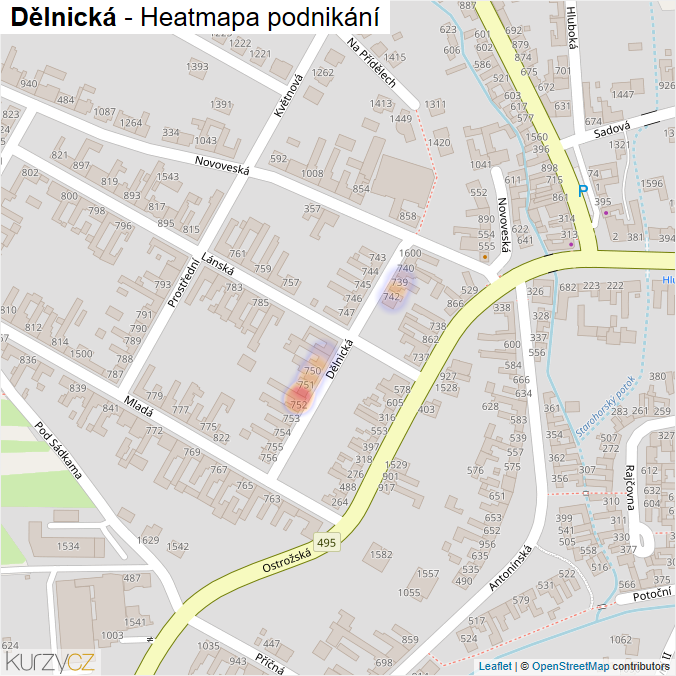 Mapa Dělnická - Firmy v ulici.