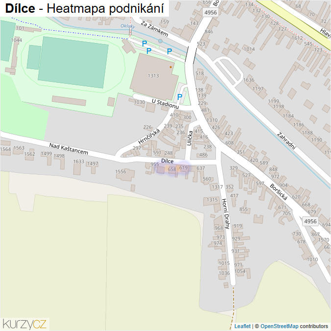 Mapa Dílce - Firmy v ulici.
