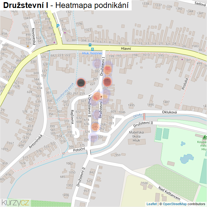 Mapa Družstevní I - Firmy v ulici.