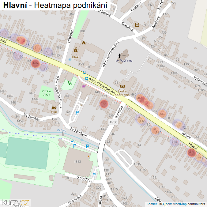 Mapa Hlavní - Firmy v ulici.