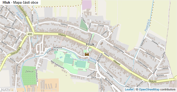 Hluk - mapa části obce