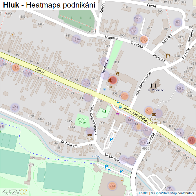 Mapa Hluk - Firmy v části obce.