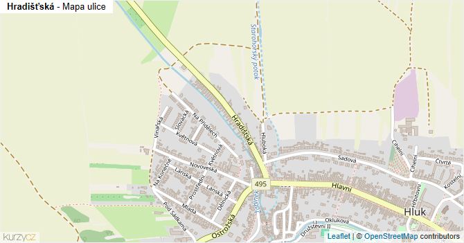 Hradišťská - mapa ulice