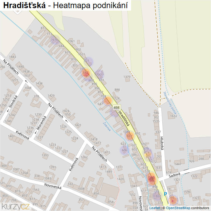 Mapa Hradišťská - Firmy v ulici.