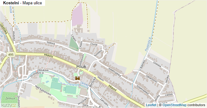 Kostelní - mapa ulice