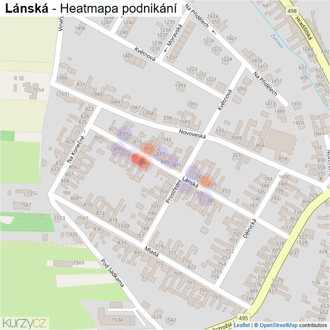 Mapa Lánská - Firmy v ulici.