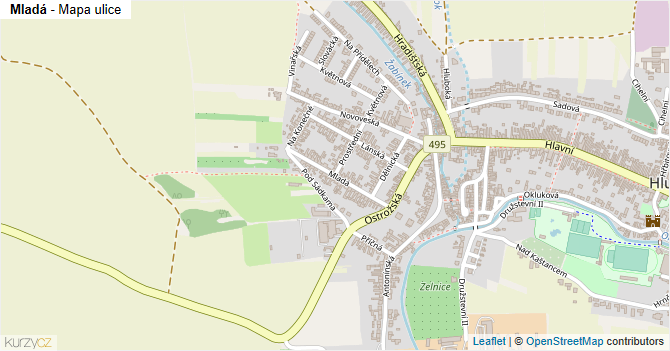 Mladá - mapa ulice