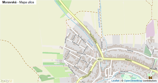 Moravská - mapa ulice