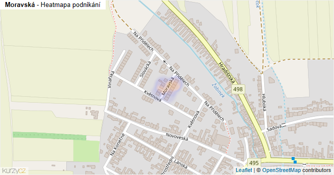 Moravská - mapa podnikání