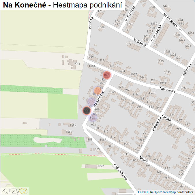Mapa Na Konečné - Firmy v ulici.