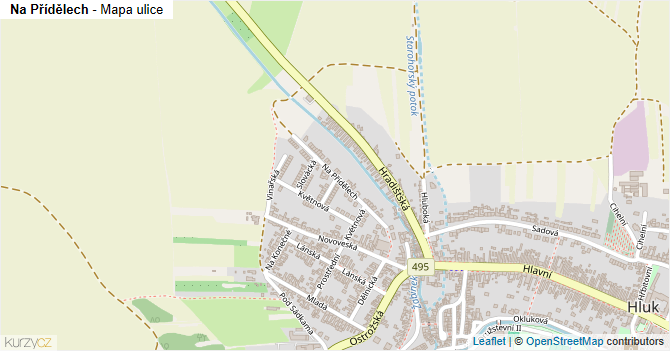 Na Přídělech - mapa ulice
