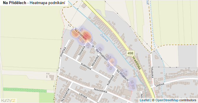Na Přídělech - mapa podnikání