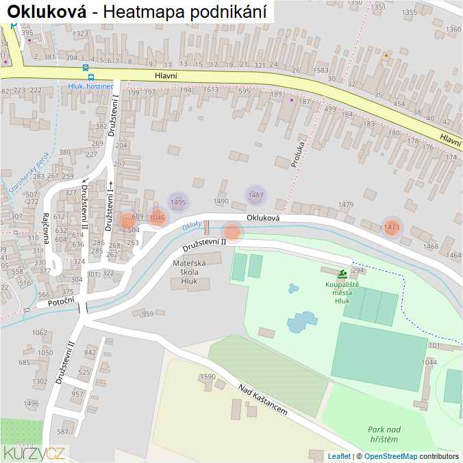 Mapa Okluková - Firmy v ulici.