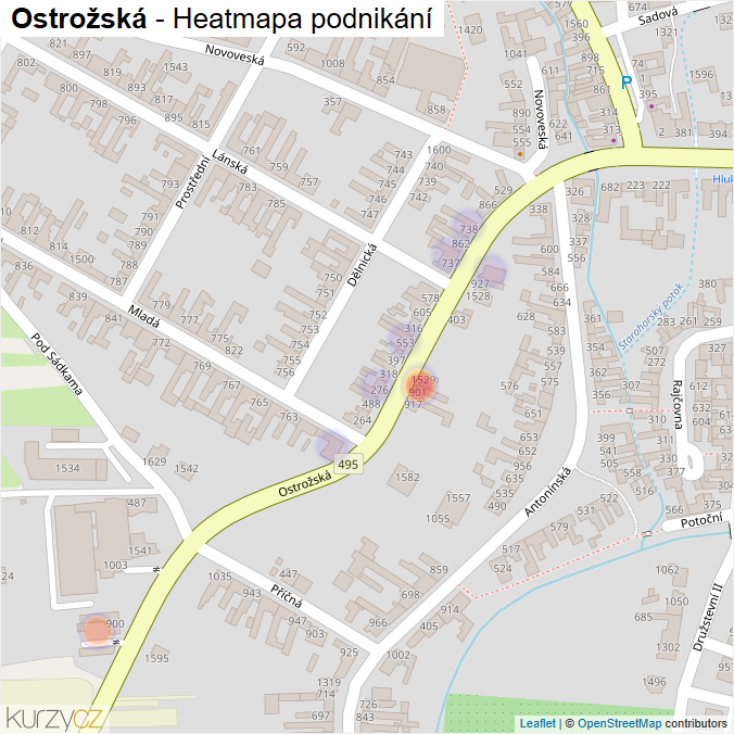 Mapa Ostrožská - Firmy v ulici.