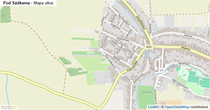 Pod Sádkama - mapa ulice