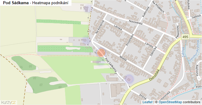 Pod Sádkama - mapa podnikání