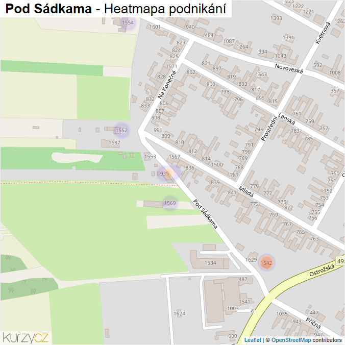 Mapa Pod Sádkama - Firmy v ulici.