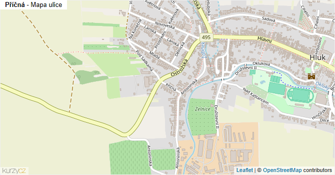 Příčná - mapa ulice