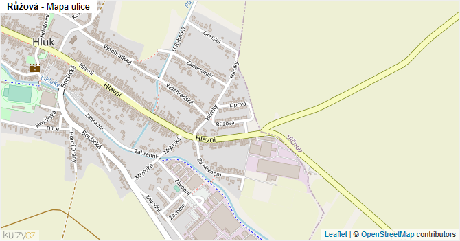 Růžová - mapa ulice