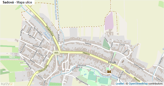 Sadová - mapa ulice