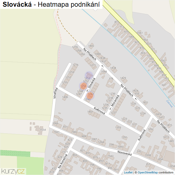 Mapa Slovácká - Firmy v ulici.