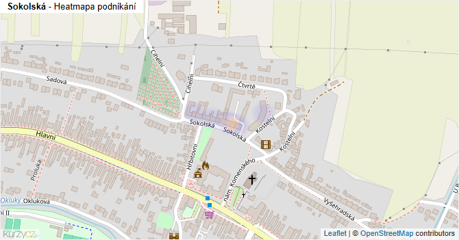Sokolská - mapa podnikání