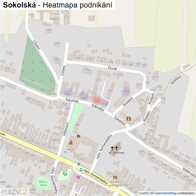 Mapa Sokolská - Firmy v ulici.