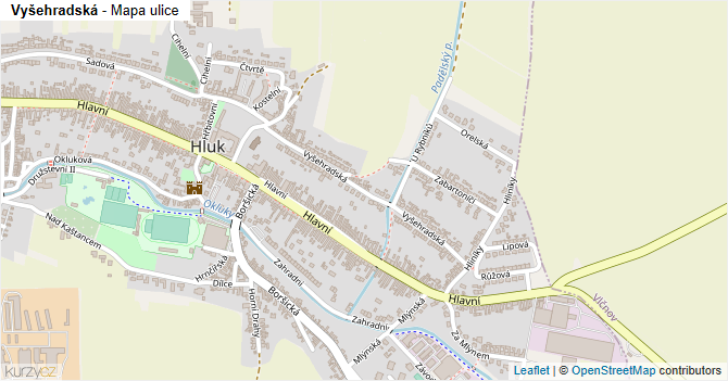 Vyšehradská - mapa ulice