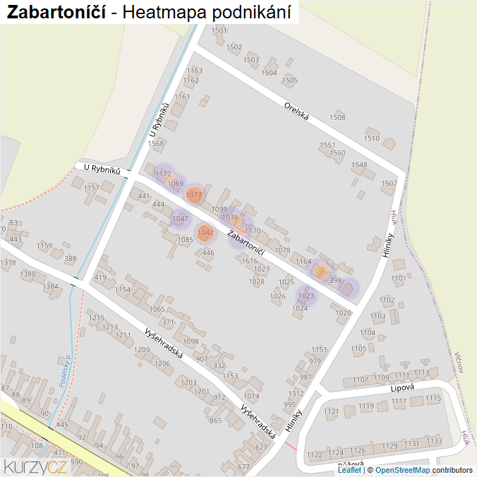 Mapa Zabartoníčí - Firmy v ulici.