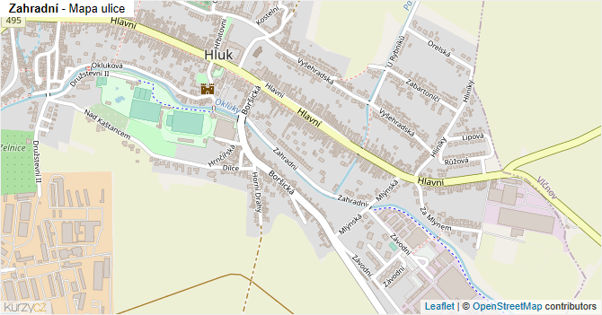 Zahradní - mapa ulice