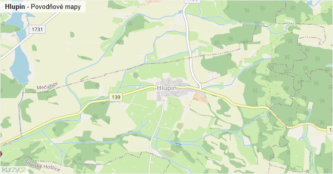 Hlupín - záplavové mapy stoleté vody
