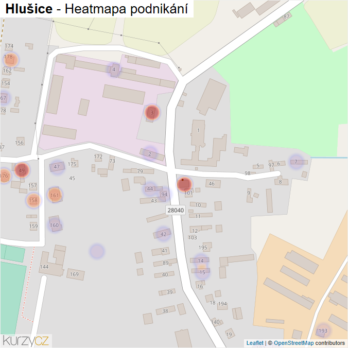 Mapa Hlušice - Firmy v části obce.