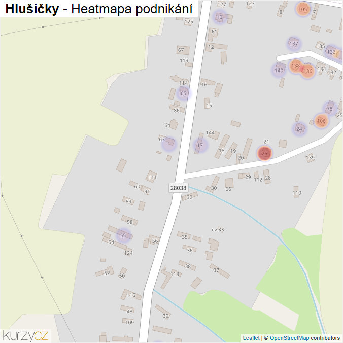 Mapa Hlušičky - Firmy v části obce.