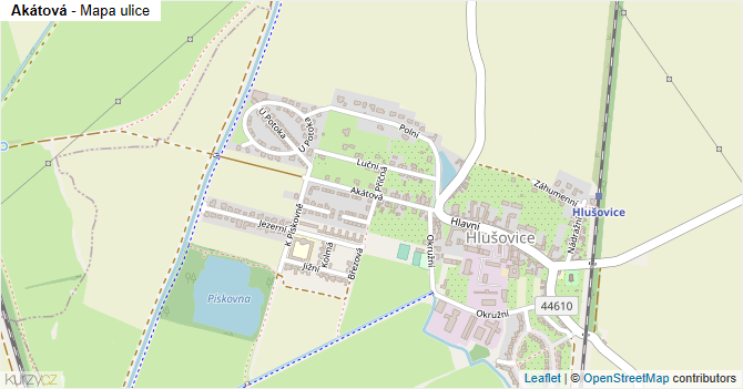 Akátová - mapa ulice