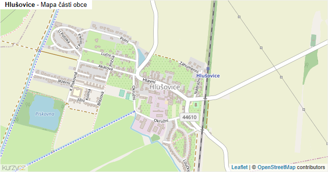 Hlušovice - mapa části obce