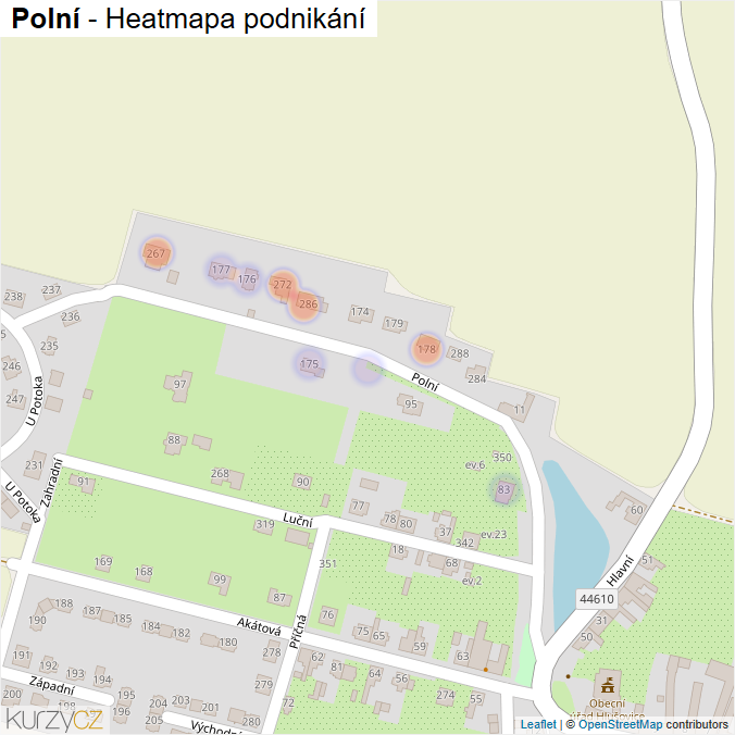 Mapa Polní - Firmy v ulici.
